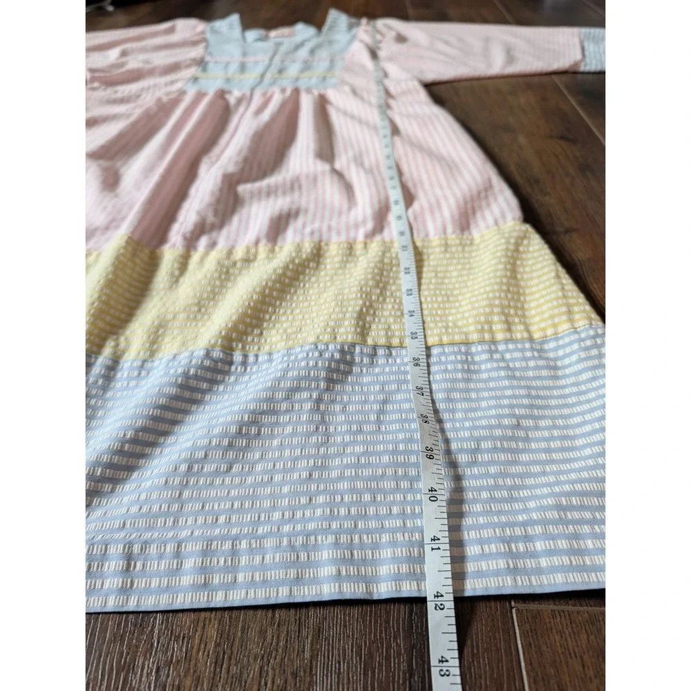 Vandemere Vtg 80s Seersucker Colorblock Pastel House Dress M Grannycore Kaftan
